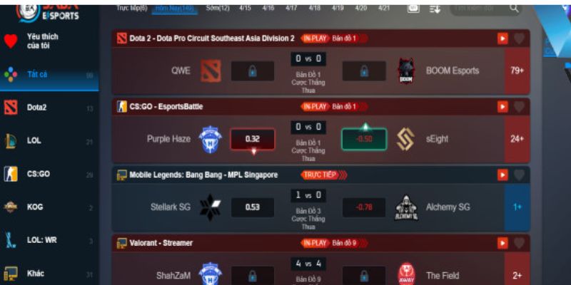 Cá cược thể thao điện tử Esports